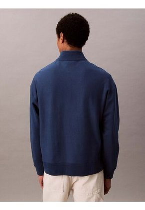 Saco Azul Con Cremallera 1/4 Y Logo Punto Cadeneta Calvin Klein