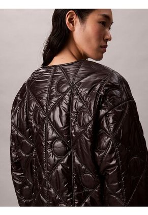 Chaqueta Negra Acolchada Con Patrón De Logo Calvin Klein