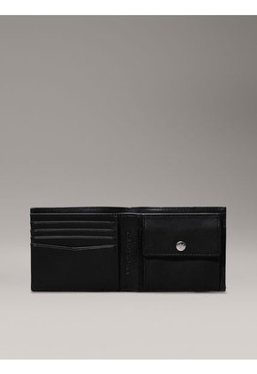 Billetera Negra Monogram De Cuero Calvin Klein