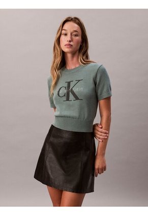 Saco Verde Tejido De Punto Cableado Calvin Klein