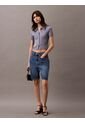 Top Azul Tipo Polo Cropped De Punto Liso Calvin Klein de Calvin Klein