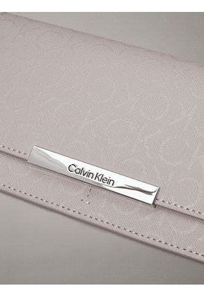 Billetera Gris Con Compartimento Para Billetes Y Monedero Grande Con Logo Calvin Klein