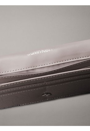 Billetera Gris Con Compartimento Para Billetes Y Monedero Grande Con Logo Calvin Klein