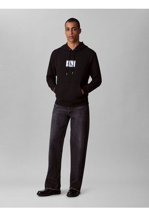 Buzo Negro De Felpa Con Monograma Calvin Klein