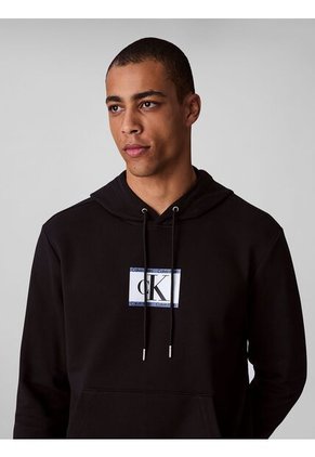 Buzo Negro De Felpa Con Monograma Calvin Klein