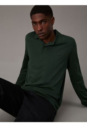 Polo Verde Slim De Manga Larga Para Hombre Calvin Klein