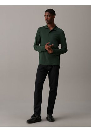 Polo Verde Slim De Manga Larga Para Hombre Calvin Klein