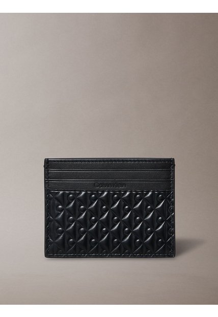 Tarjetero Negro Con Textura De Monograma CK Calvin Klein