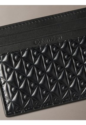 Tarjetero Negro Con Textura De Monograma CK Calvin Klein