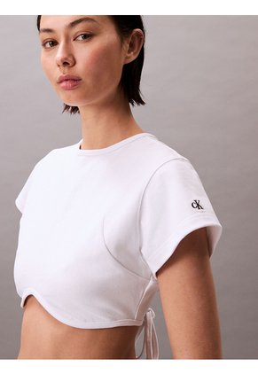 Camiseta Blanca Cropped Boxy Con Espalda Abierta Con Lazo - Pride Calvin Klein
