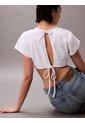 Camiseta Blanca Cropped Boxy Con Espalda Abierta Con Lazo - Pride Calvin Klein de Calvin Klein
