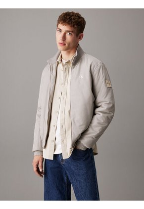 Chaqueta Gris De Nailon Acolchado Con Cremallera Calvin Klein