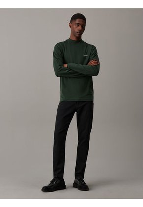Camiseta Verde Oscuro De Manga Larga Con Cuello Perkins Calvin Klein