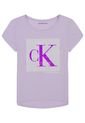 Camiseta Morado Con Logotipo De Lentejuelas Para Niña Calvin Klein de Calvin Klein