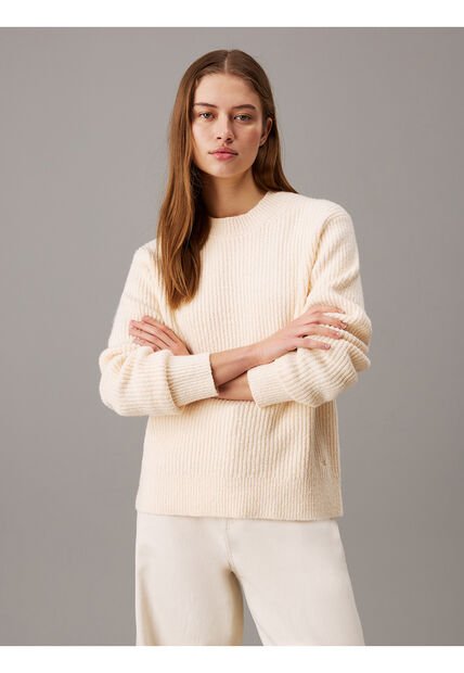 Saco Beige Tejido Buclé De Canalé Calvin Klein