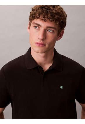 Polo Negro Clásico De Piqué De Algodón Calvin Klein
