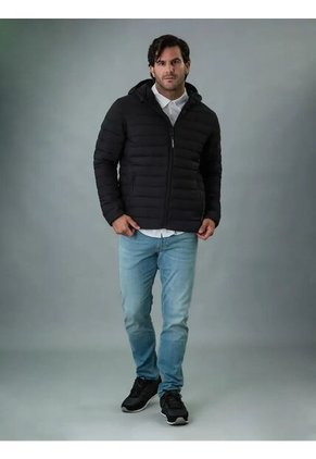 Chaqueta Negra Acolchada Con Capota Para Hombre Calvin Klein