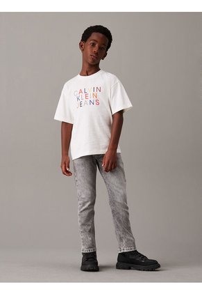 Camiseta Blanca Holgada Con Logo Para Niño Calvin Klein