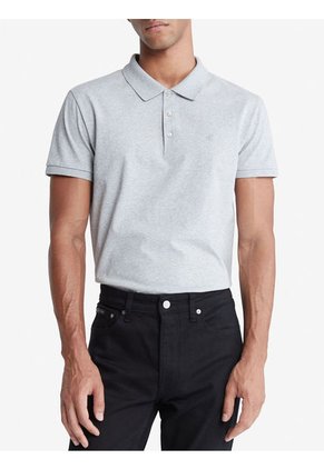 Polo Gris Slim Solid Para Hombre Calvin Klein