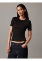 Camiseta Negra Slim Canalé De Algodón Calvin Klein de Calvin Klein