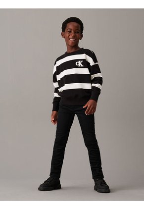 Mid Negro Rise Slim Jeans Para Niño Calvin Klein