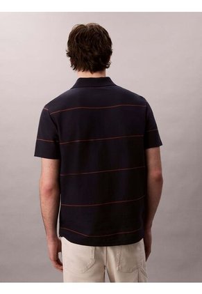 Polo Azul Sencillo Con Raya Texturizada Calvin Klein