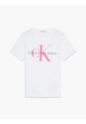 Camiseta Niño Blanca Unisex Con Logo Calvin Klein