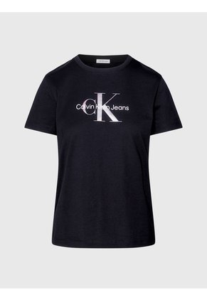 Camiseta Negra Regular Con Monologo Diffused Para Mujer Calvin Klein