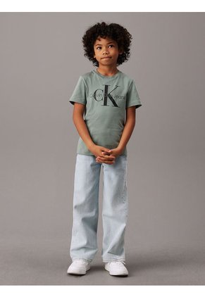 Camiseta Niño Verde Unisex Con Logo Calvin Klein