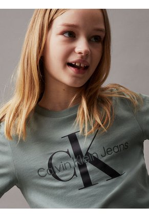 Camiseta Niño Verde Unisex Con Logo Calvin Klein