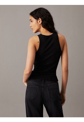 Camiseta Negra De Tirantes De Canalé De Algodón Calvin Klein