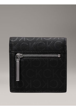 Billetera Negra De Plegado Triple Con Logo Pequeño Calvin Klein