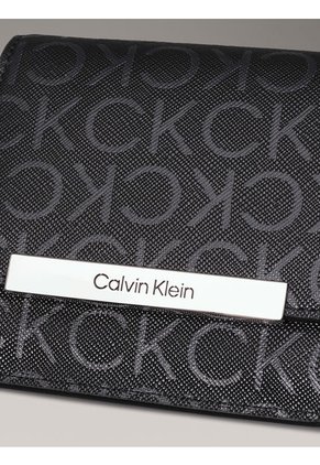 Billetera Negra De Plegado Triple Con Logo Pequeño Calvin Klein