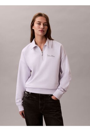Saco Blanco De Tejido French Terry Con Cremallera Calvin Klein