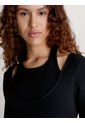Vestido De Punto Milano De Doble Capa Mujer Negro Calvin Klein de Calvin Klein