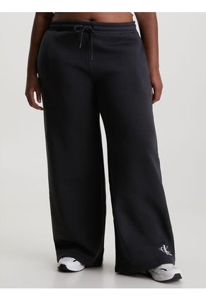 Pantalón Recto De Chándal Con Monograma Mujer Negro Calvin Klein
