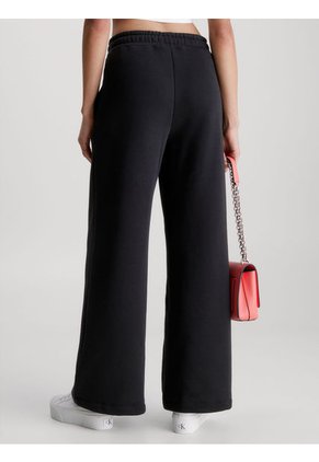 Pantalón Recto De Chándal Con Monograma Mujer Negro Calvin Klein