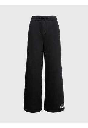 Pantalón Recto De Chándal Con Monograma Mujer Negro Calvin Klein