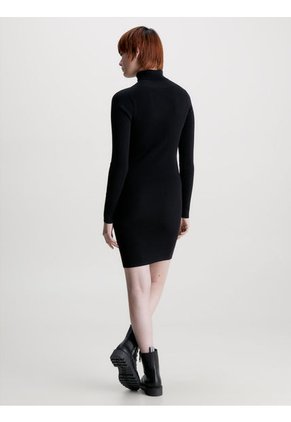 Vestido Negro De Punto Slim De Cuello Tortuga Para Mujer Calvin Klein