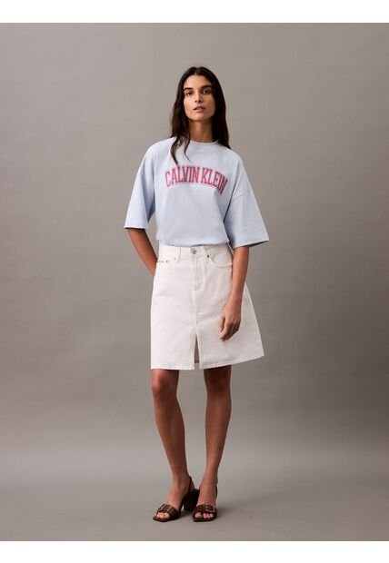 Camiseta Celeste Boxy Con Logotipo Calvin Klein