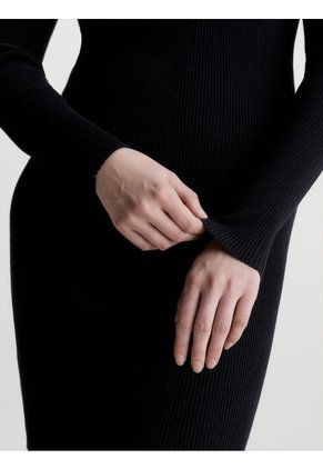 Vestido Negro De Punto Slim De Cuello Tortuga Para Mujer Calvin Klein