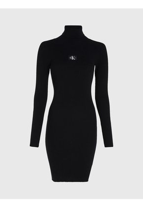 Vestido Negro De Punto Slim De Cuello Tortuga Para Mujer Calvin Klein