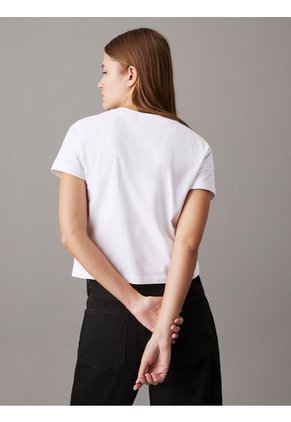 Camiseta Blanca Con Monograma E Insignia Calvin Klein