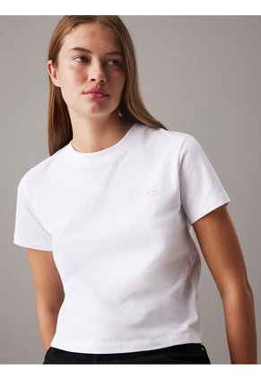 Camiseta Blanca Con Monograma E Insignia Calvin Klein