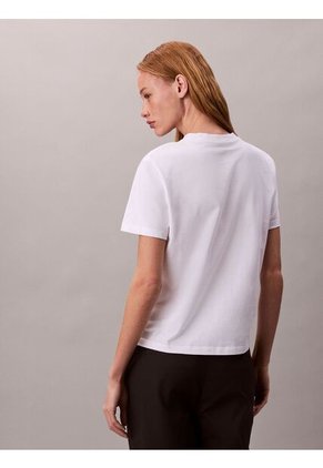 Camiseta Blanca Clásica Con Monograma Metalizado Calvin Klein