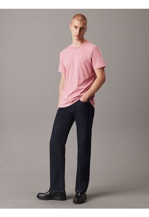 Camiseta Rosada De Algodón Con Insignia Calvin Klein