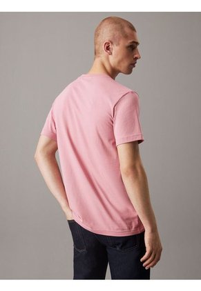 Camiseta Rosada De Algodón Con Insignia Calvin Klein