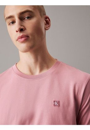 Camiseta Rosada De Algodón Con Insignia Calvin Klein