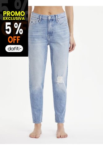 Jeans Celeste Con Logo Bordado Para Mujer Calvin Klein Calvin Klein