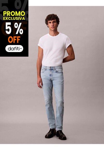 Jeans Celeste De Corte Slim Con Efecto Marmoleado Calvin Klein